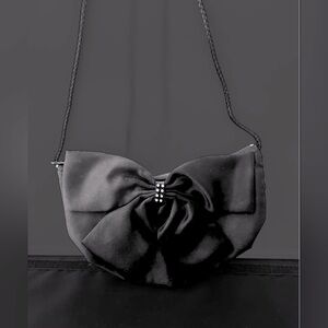 Elegant Vintage Black Bow Clutch